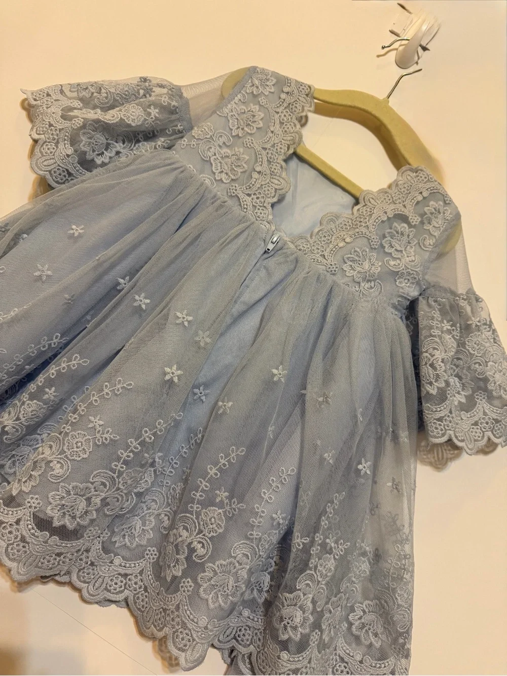 Girls Powder Blue Lace & Tulle Formal Dress party holidays floral design
